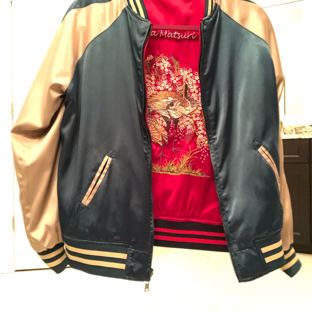 Zara reversible embroidered bomb jacket - Picture 4 of 8